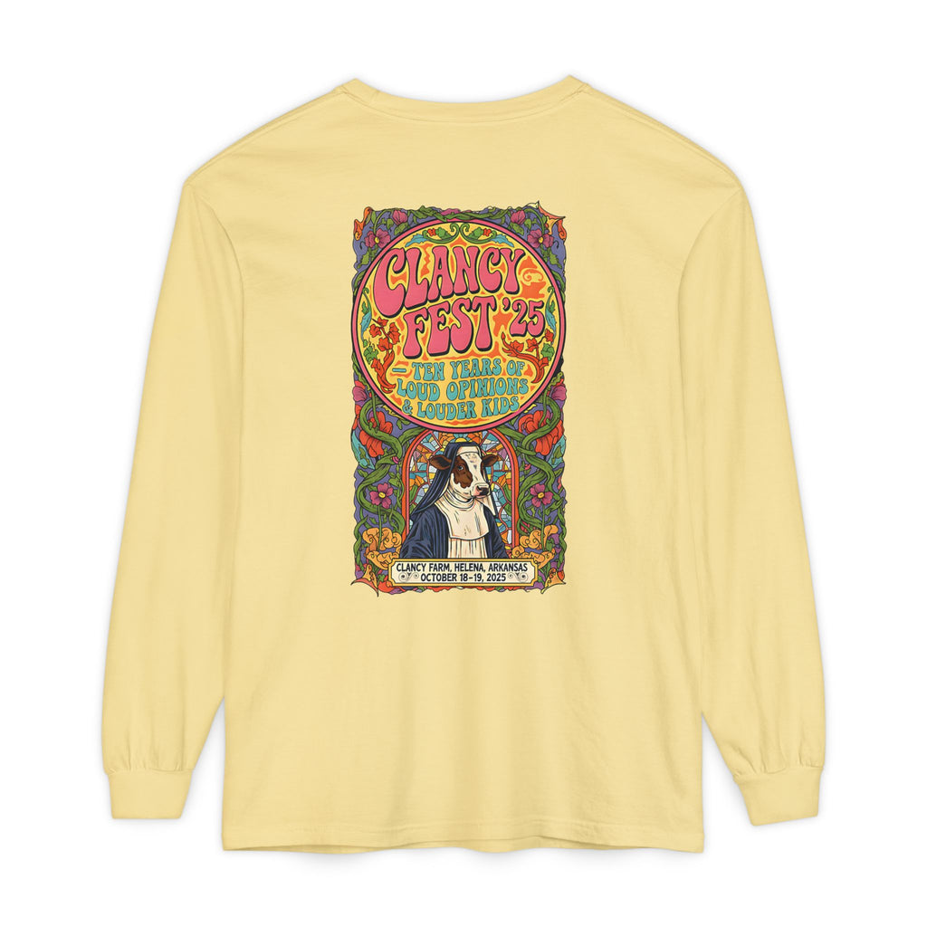Adult Clancy Fest Long Sleeve Comfort Colors T-Shirt, Unisex Oversized