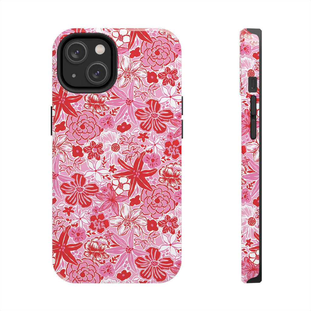 Preppy Floral Phone Case Pink Red