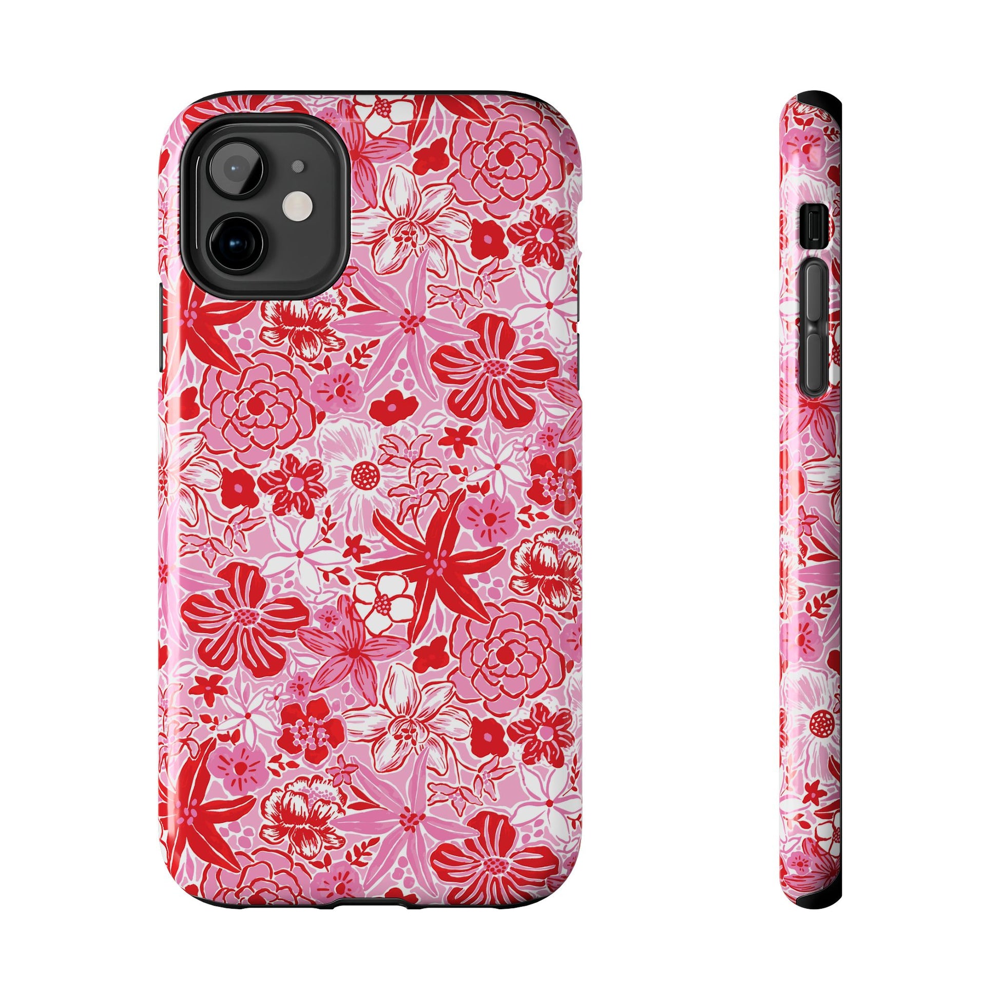 Preppy Floral Phone Case Pink Red