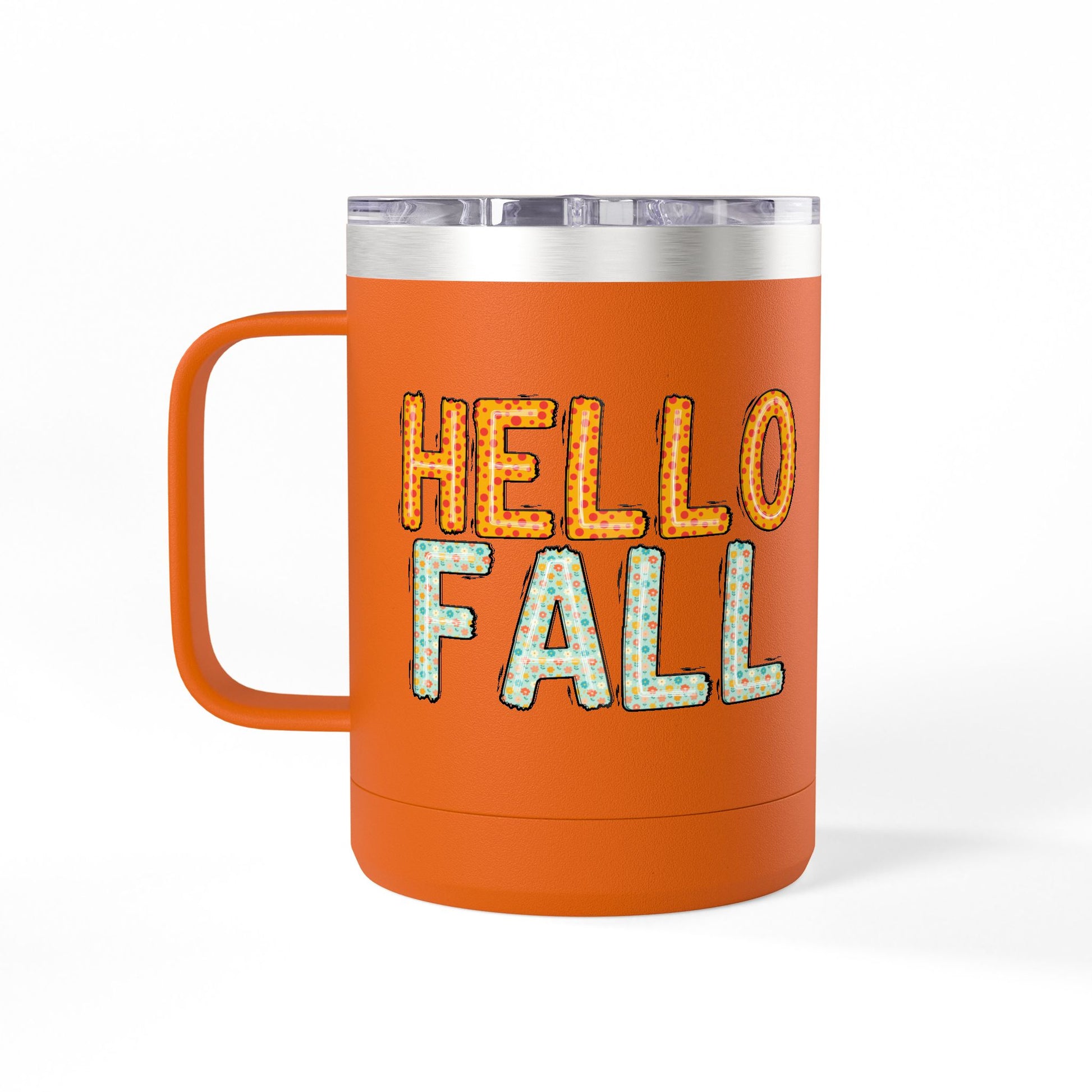 Autumn-Themed Coffee 15 oz. Mug Tumbler - Hello Fall, for Coffee Tea or Alcoholic Beverage Lovers, Fall Holiday Decor, Pumpkin Spice Enthusiasts