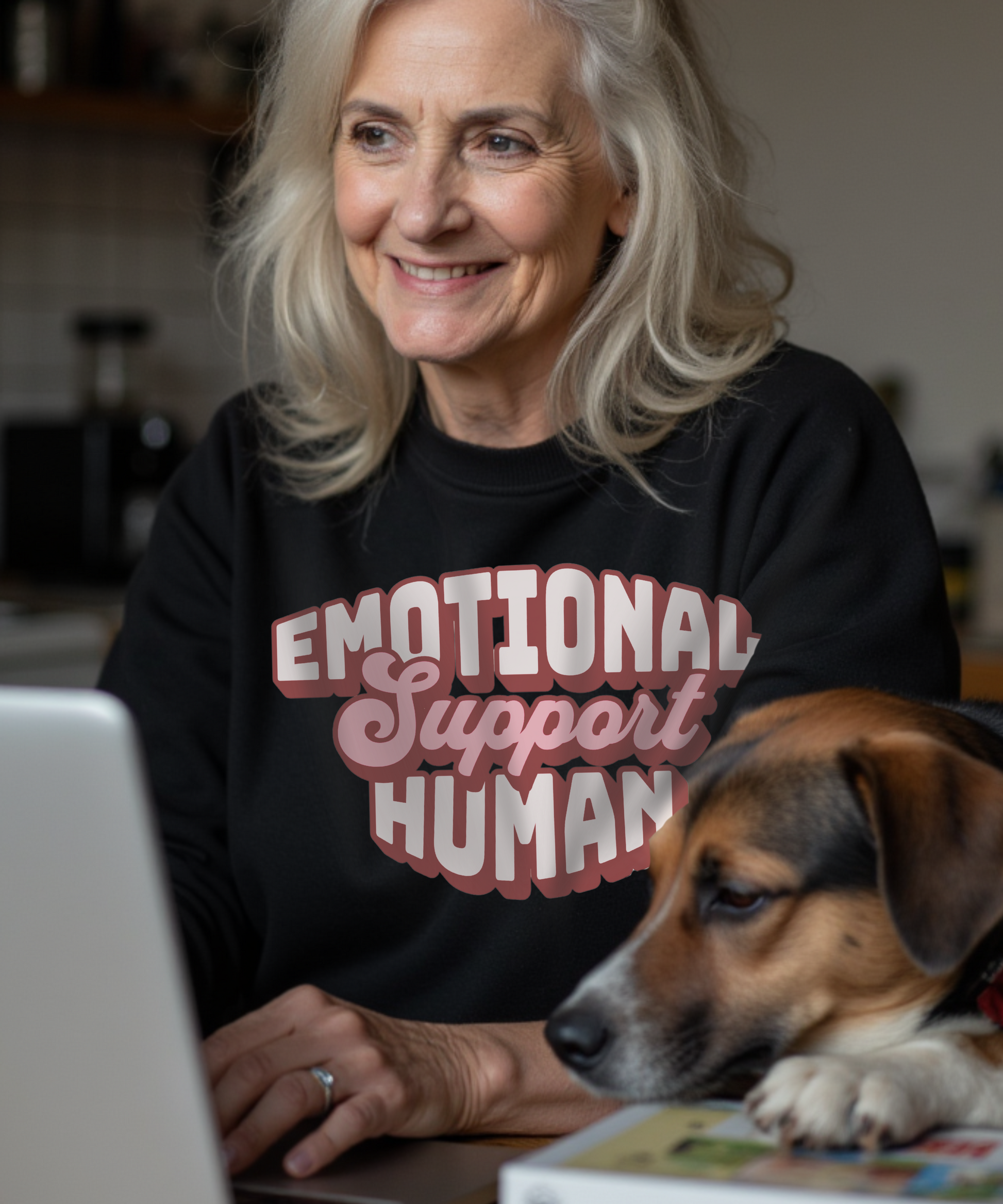 Pet Lovers Emotional Support Human Bold Graphic T-Shirt