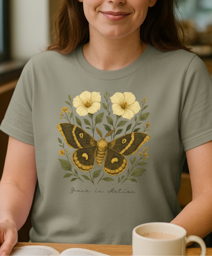 Grace In Motion Enchanted Whimsical Moth Comfort Colors T-Shirt