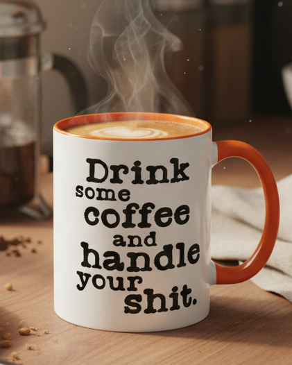 “Drink Some Coffee and Handle Your Shit” Mug — Motivation for the Chronically Over It – 11 oz & 15 oz