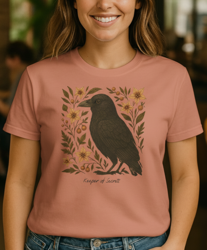 Keeper of Secrets Enchanted Raven Woodland Art Comfort Colors T-Shirt