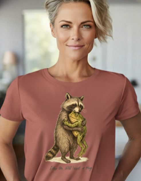 Even the Wild Needs a Hug Raccoon and Frog Comfort Colors T-Shirt
