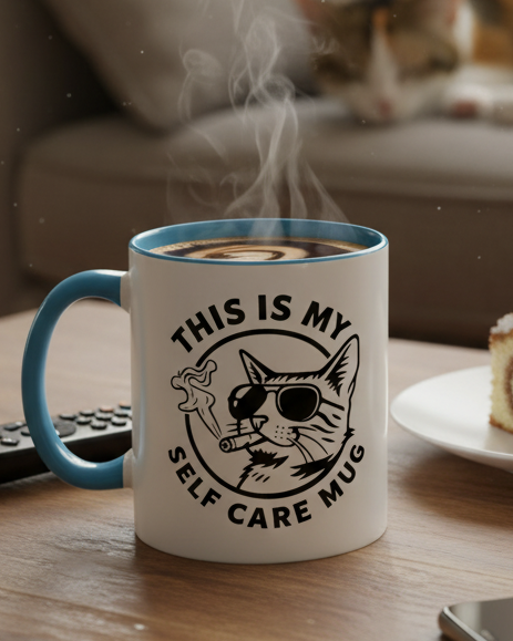 This Is My Self Care Mug — Sarcastic Cat Coffee Mug Ceramic Mug - 11oz & 15oz Coffee Cup