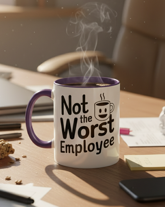 “Not the Worst Employee” Mug — Celebrating Bare Minimum Excellence Since 1970-Something – 11 oz & 15 oz