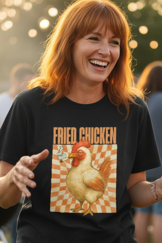 Fried Chicken Smoking Cartoon Chicken T-Shirt