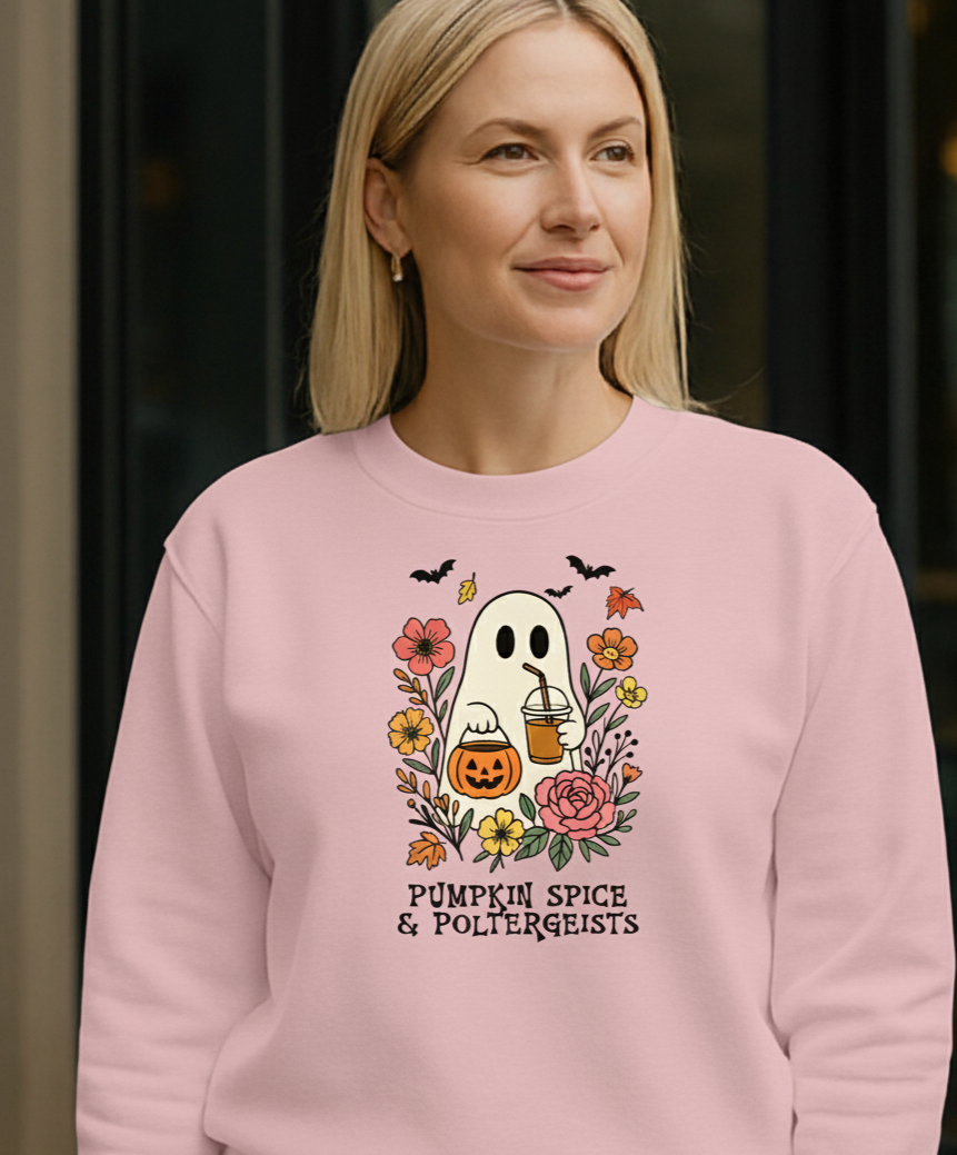 Pumpkin Spice And Poltergeists Ghost Halloween Sweatshirt