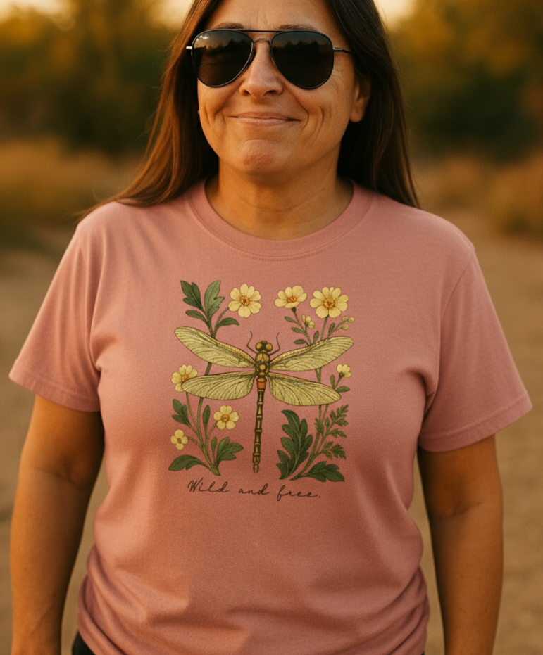 Wild and Free Dragonfly Woodland Nature Art Comfort Colors T-Shirt