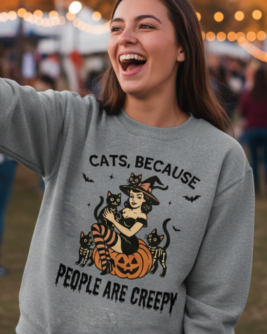 Cats Because People Are Creepy Halloween Sweatshirt