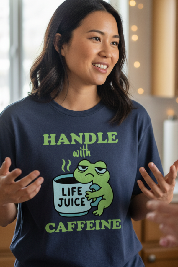 Handle With Caffeine Frog Life Juice Graphic T-Shirt