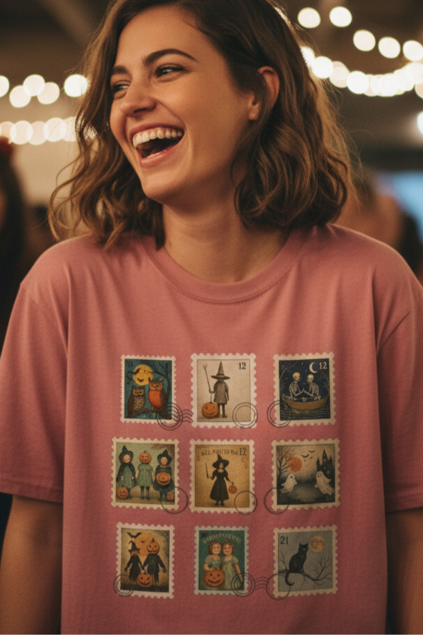 Vintage Halloween Postage Stamp Collection T-Shirt