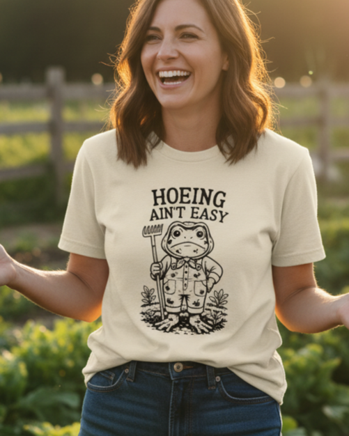 Gardening Hoeing Ain't Easy Frog Graphic T-Shirt