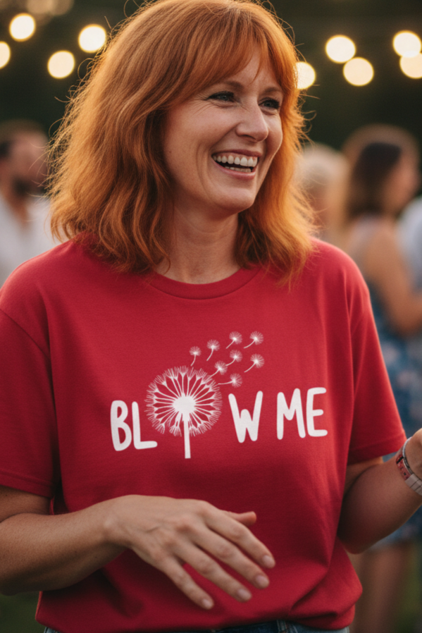 Playful Dandelion Blow Me Graphic T-Shirt
