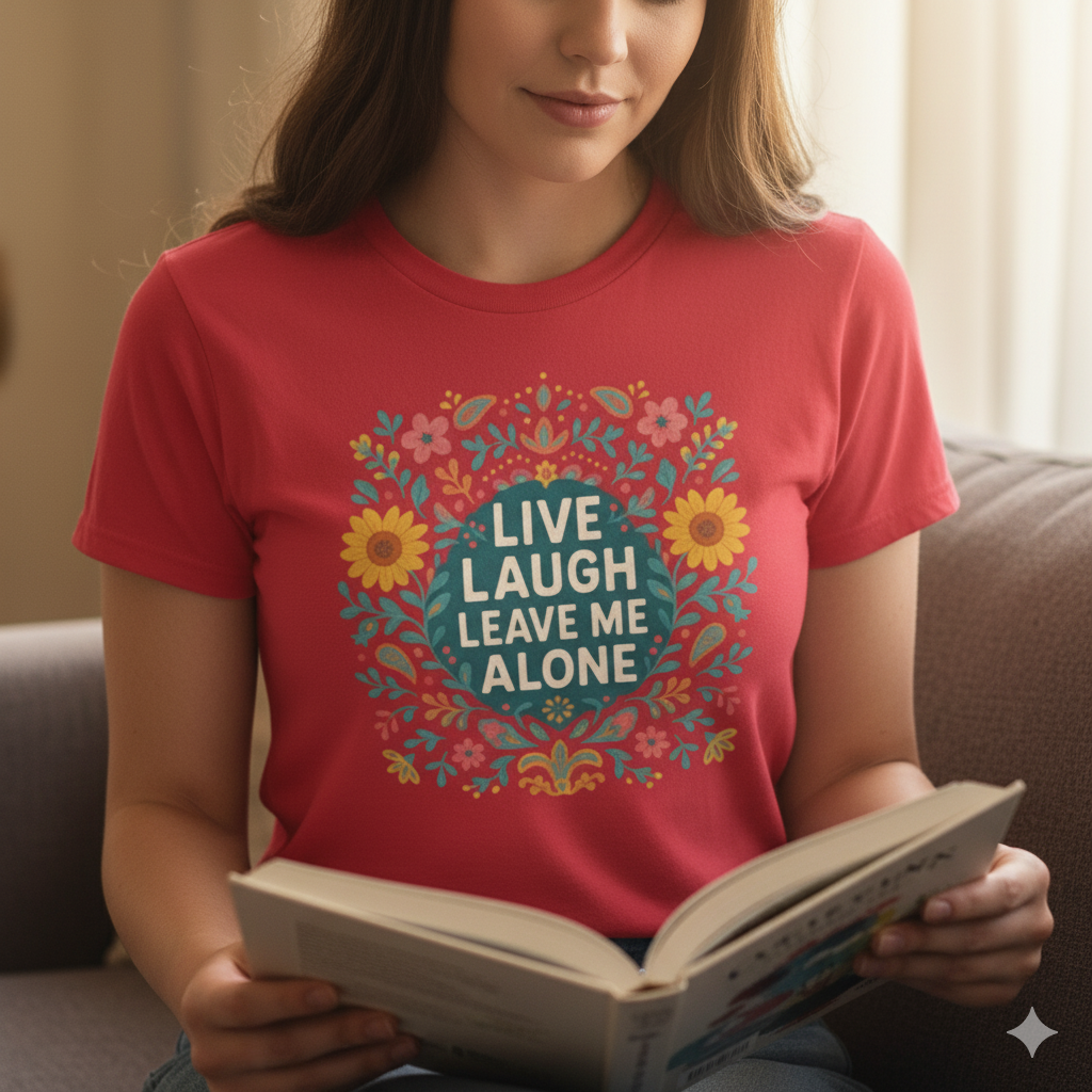 Live Laugh Leave Me Alone Floral Art T-Shirt