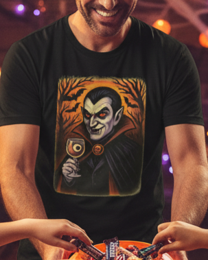 Spooky Vampire Drinking Eyeball Art T-Shirt