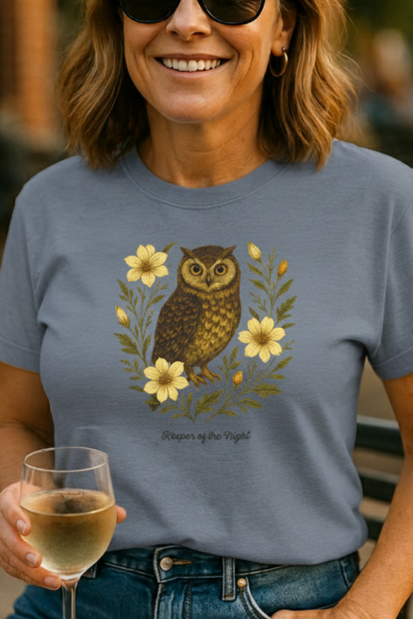 Keeper Of The Night Whimsical Woodland Owl Comfort Colors T-Shirt
