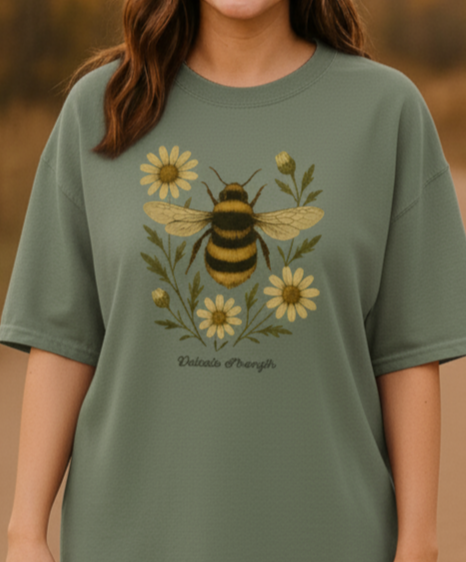 Bee Delicate Strength Vintage Nature Art Comfort Colors T-Shirt