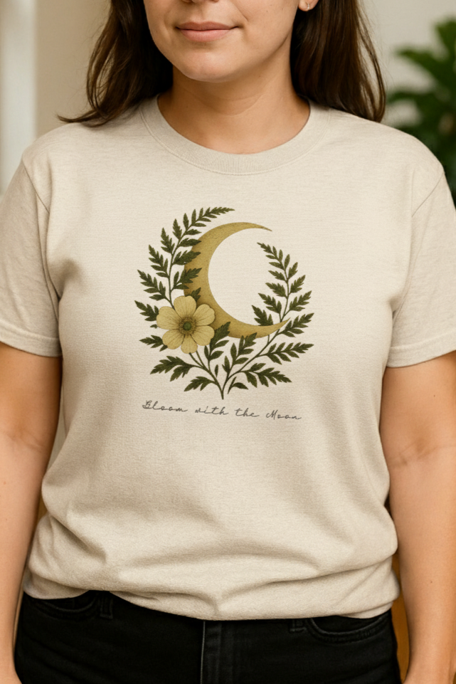 Bloom With The Moon Enchanted Moonlit Botanical Comfort Colors T-Shirt