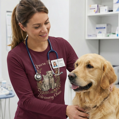 "Greers Ferry Veterinary Clinic" Cat & Dog Floral Long Sleeve T-Shirt 1