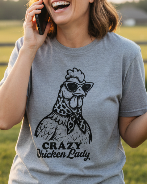Crazy Chicken Lady Graphic Funny Pun T-Shirt