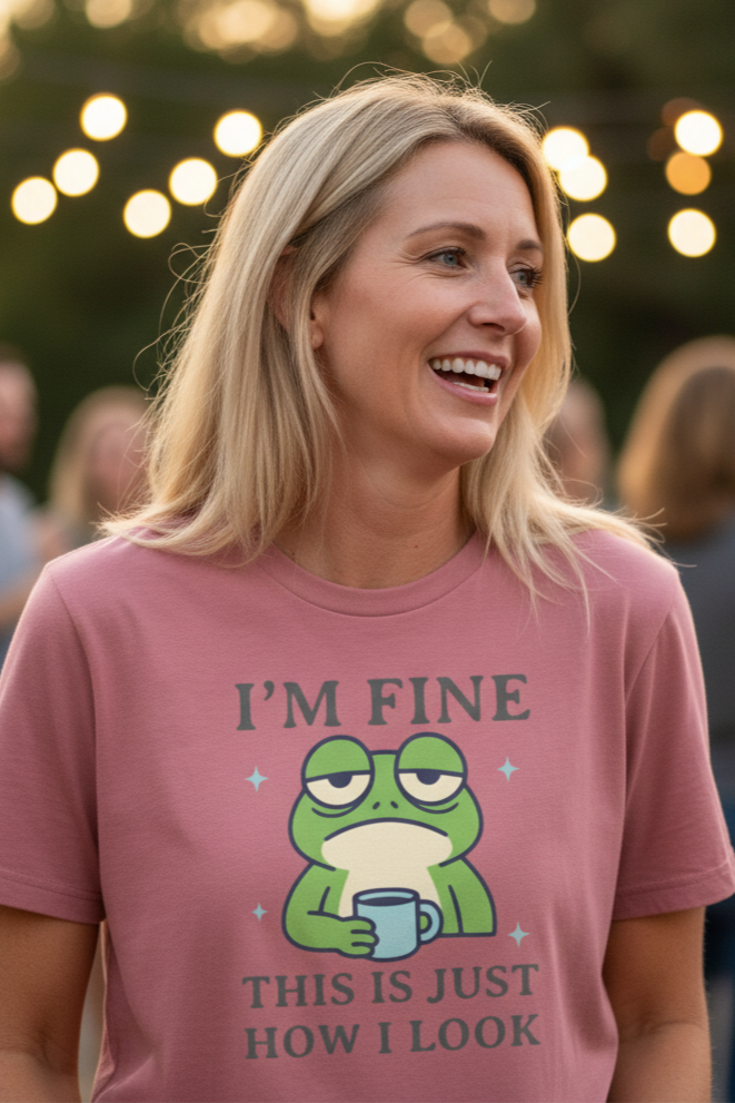 Funny Moody Frog Graphic I'm Fine T-Shirt