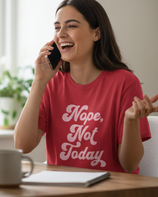 Nope Not Today Statement Graphic Design T-Shirt