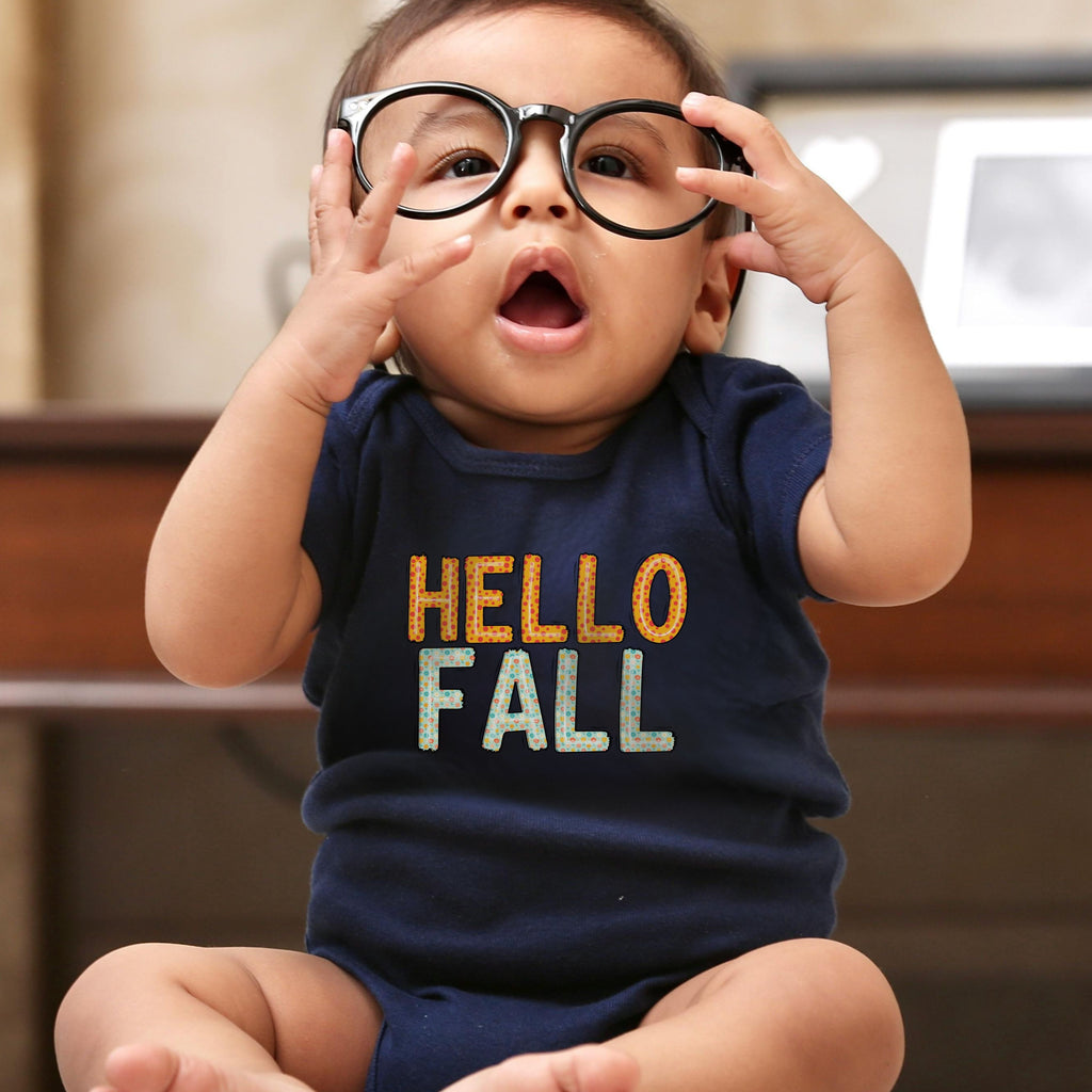 Cute Fall-Themed Infant Bodysuit, Baby Onesie, Seasonal Outfit, Autumn Clothing, Hello Fall Baby Clothing