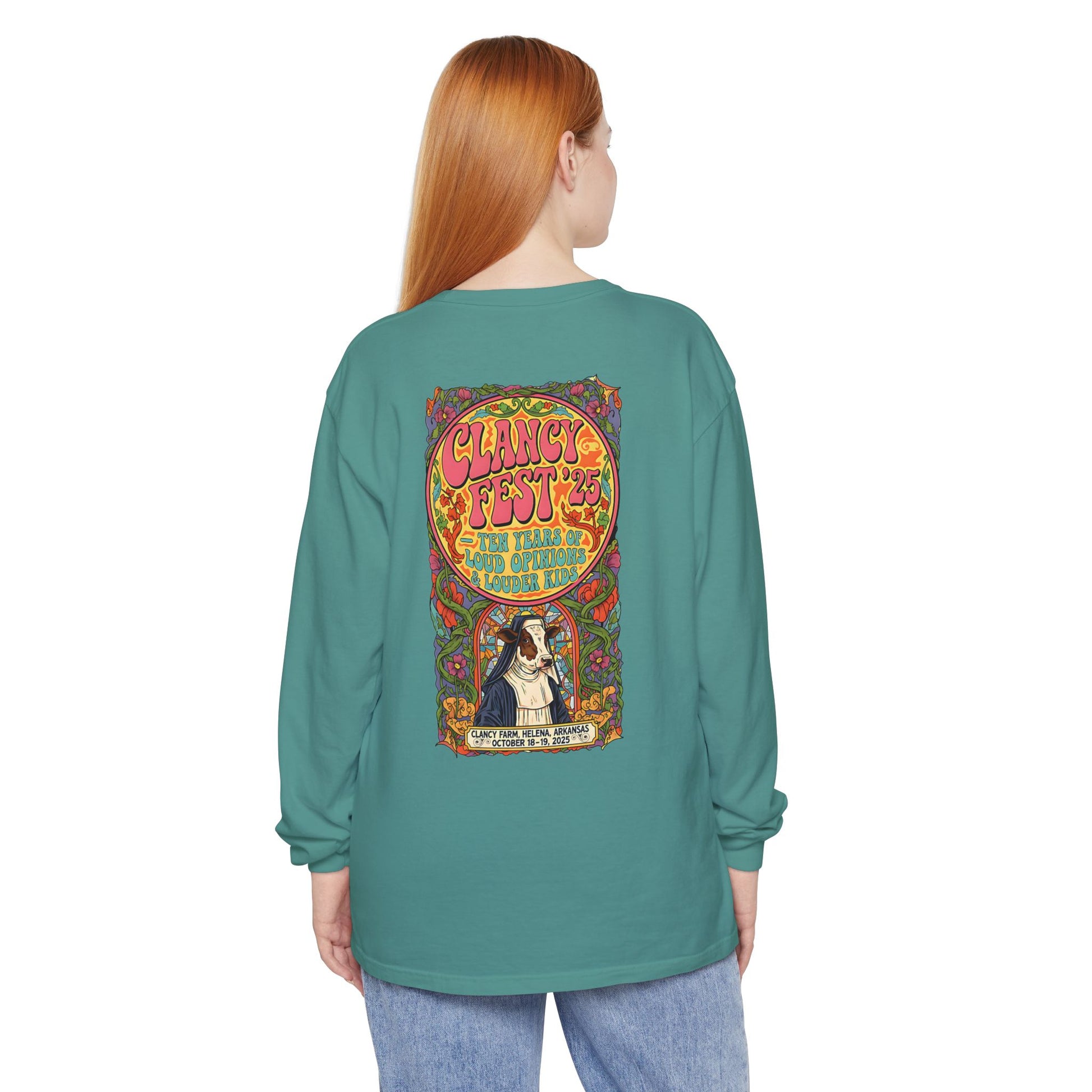 Adult Clancy Fest Long Sleeve Comfort Colors T-Shirt, Unisex Oversized