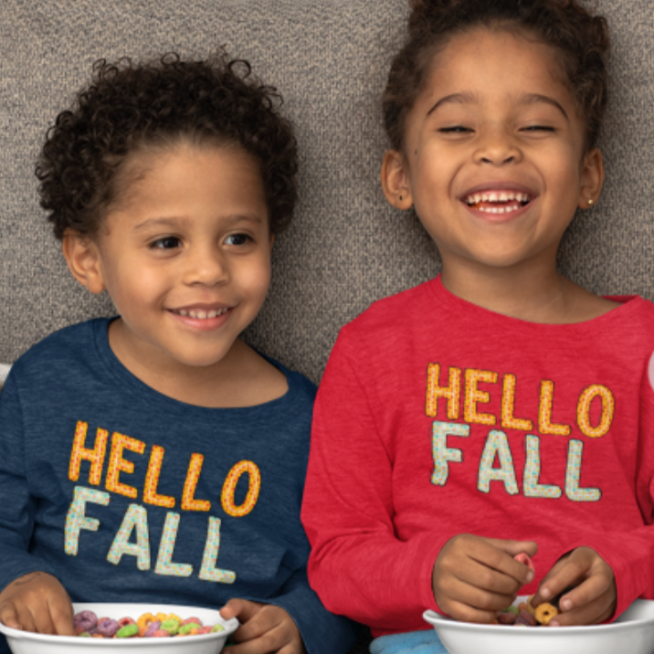 Toddler Hello Fall Cute Autumn T-Shirt - Holiday or Seasonal Design XS-5X