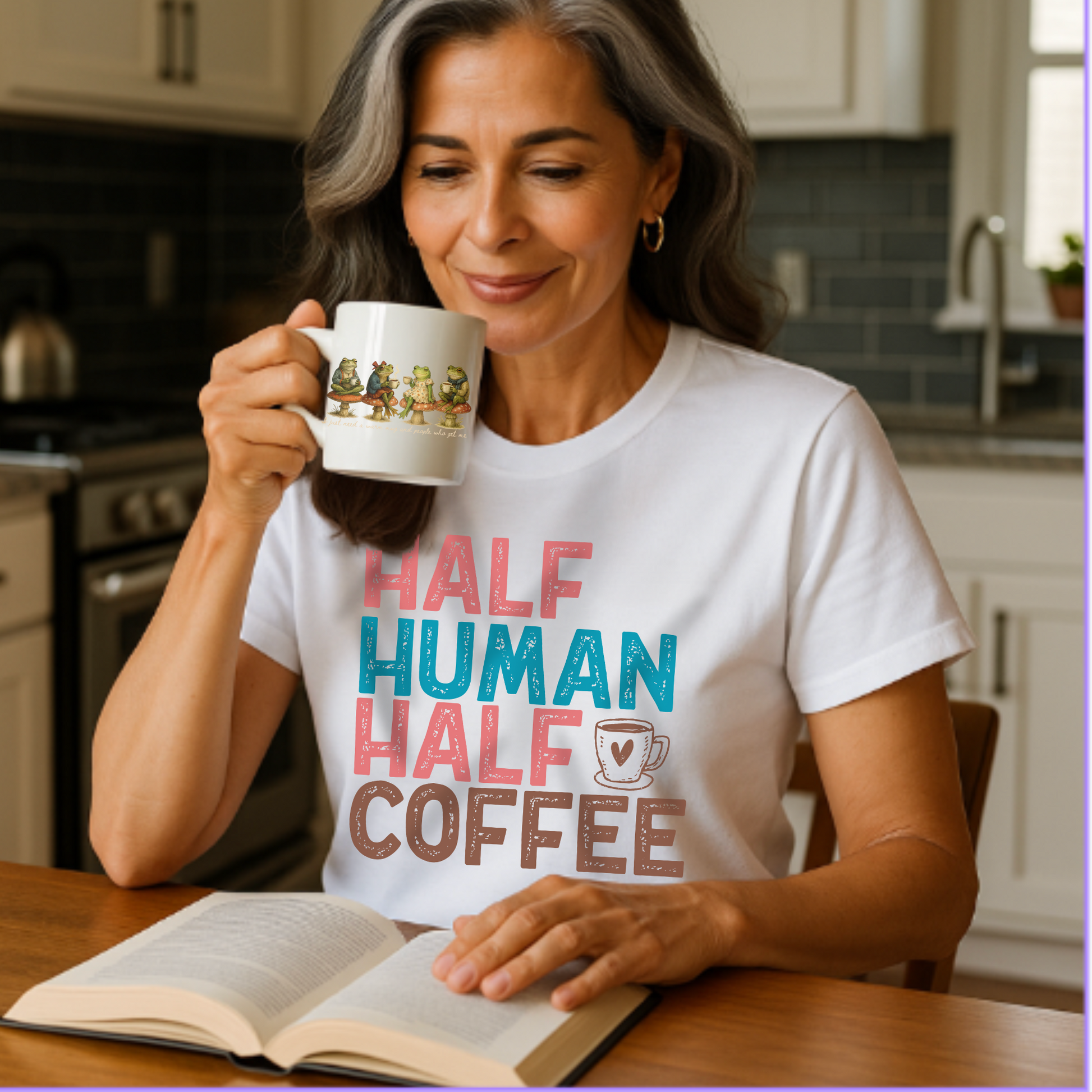 Funny Coffee T-Shirt Half Human Half Coffee, Unisex Coffee Tee, XS-5X