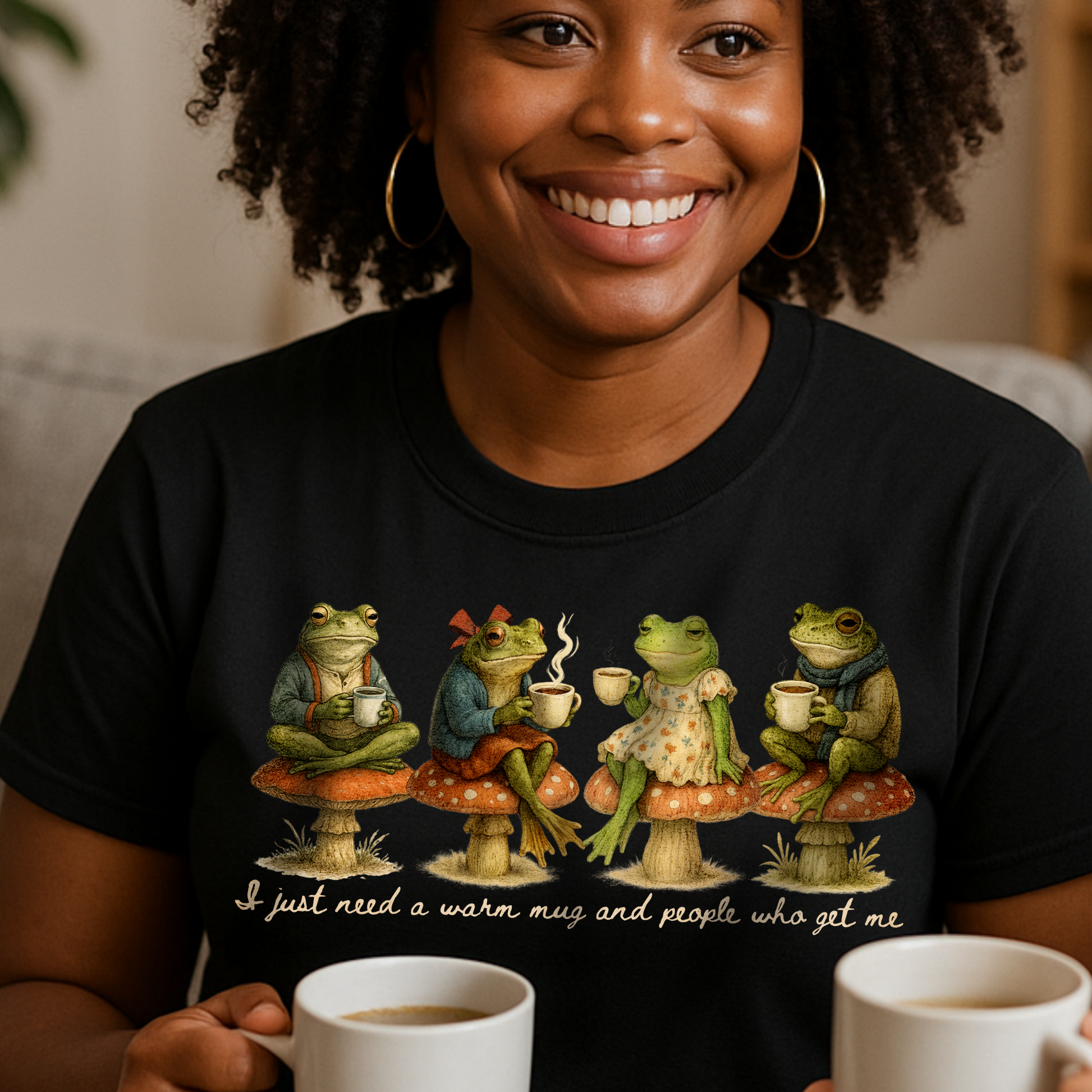 Cute Frogs Coffee Mental Health Tshirt, Fun Self-Care Design, Unisex T-shirt xs-5X