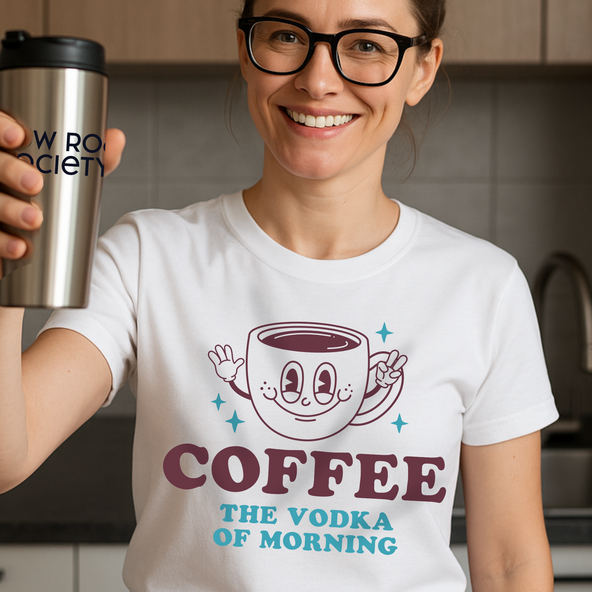 Coffee and Vodka Funny Retro Design T-shirt - Unisex Coffee Lover Shirt - XS-5X Tee