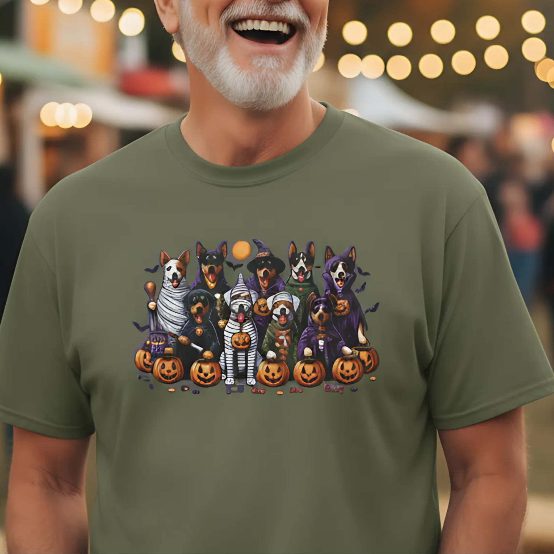 Halloween Dogs Trick or Treating Funny Spooky Season Tee, Unisex T-Shirt XS-5XL