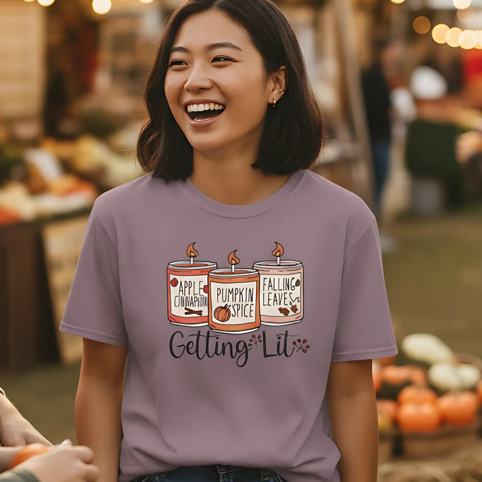 Funny Fall Candle Getting Lit T-Shirt Autumn Unisex Jersey Short Sleeve Holiday Graphic Tee