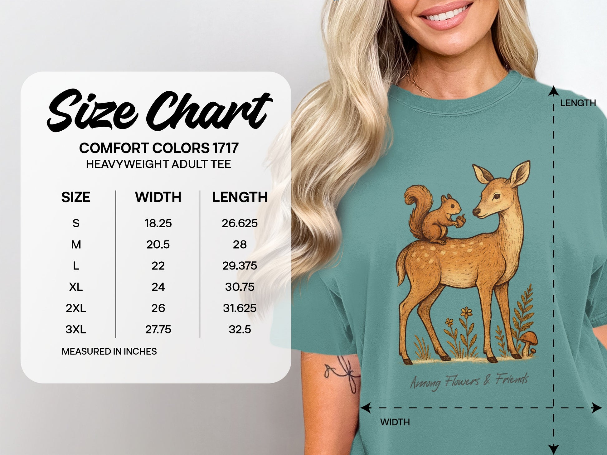 Cute Squirrel and Deer Print Comfort Adult Tee product type