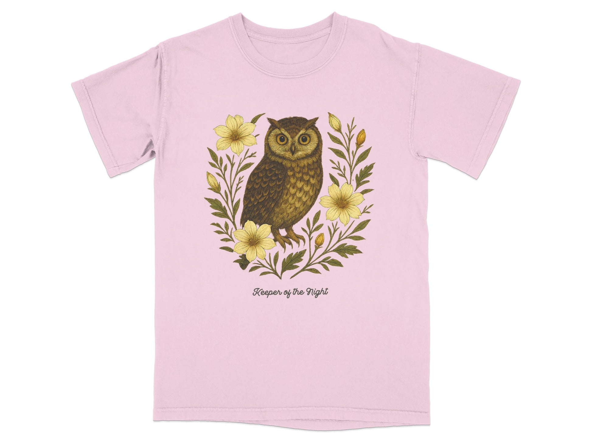 Owl Graphic Tee with Floral Design T-shirt product type