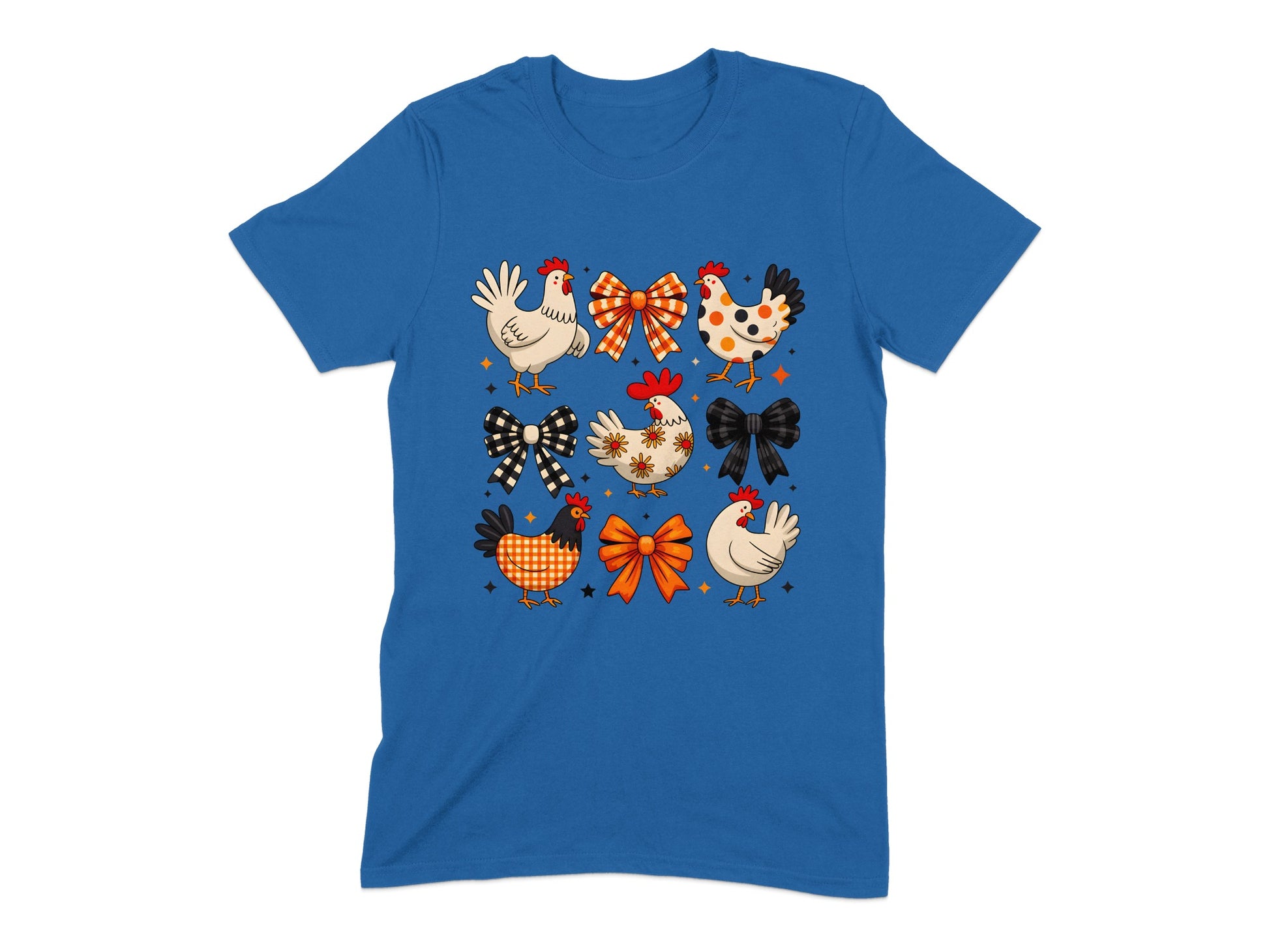 Cute Colorful Chickens and Bows Printed T-shirt product