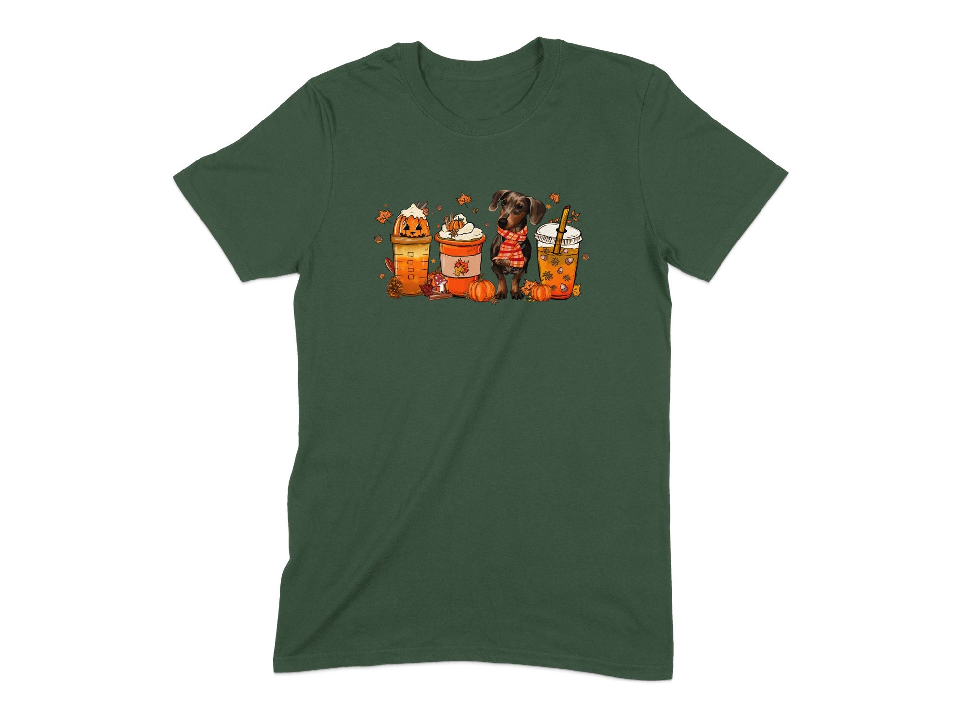 Cute Autumn Dog Print and Pumpkin Design Shirt product type