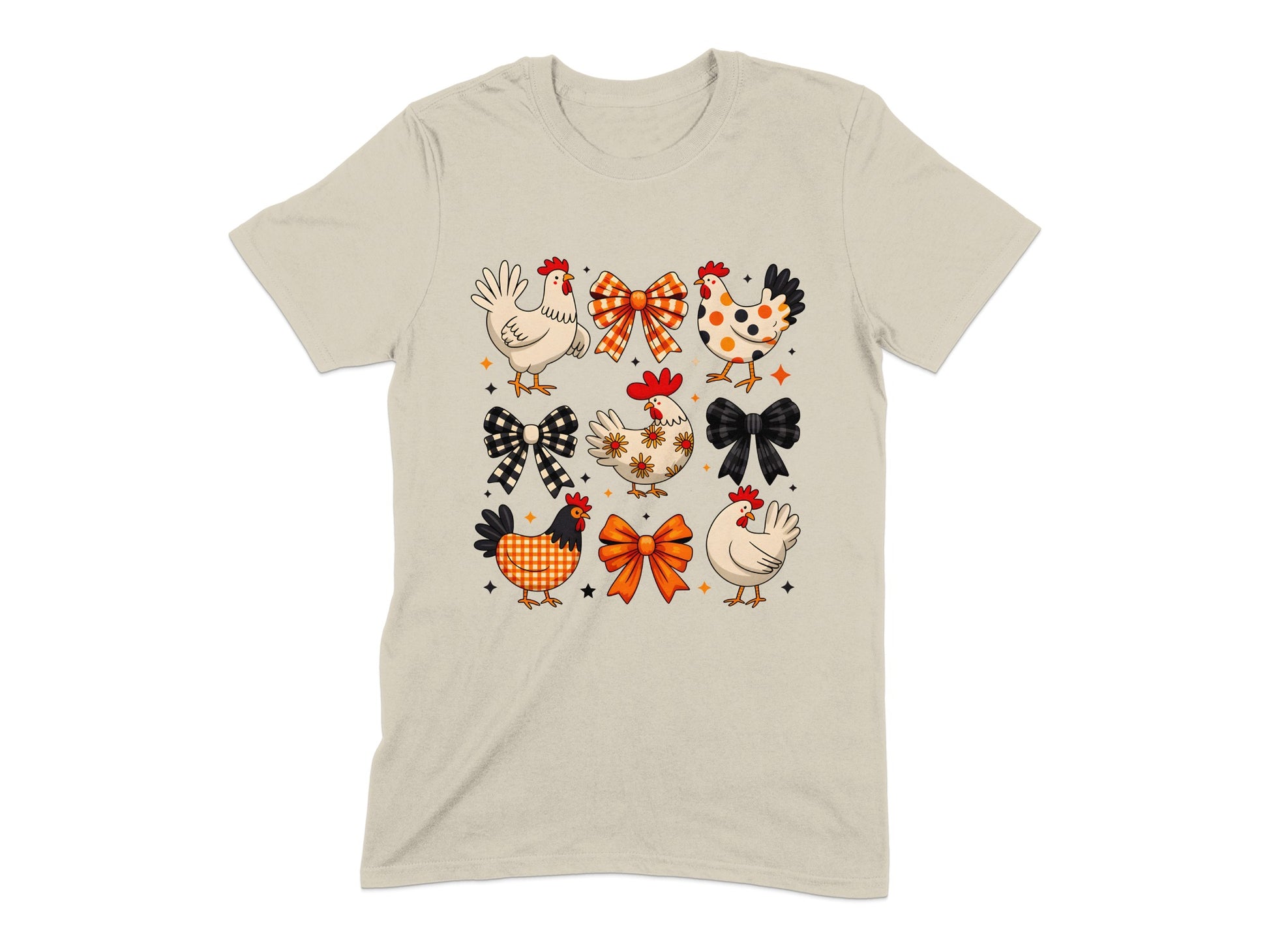 Cute Funny Chickens and Bows Graphic Tee product type