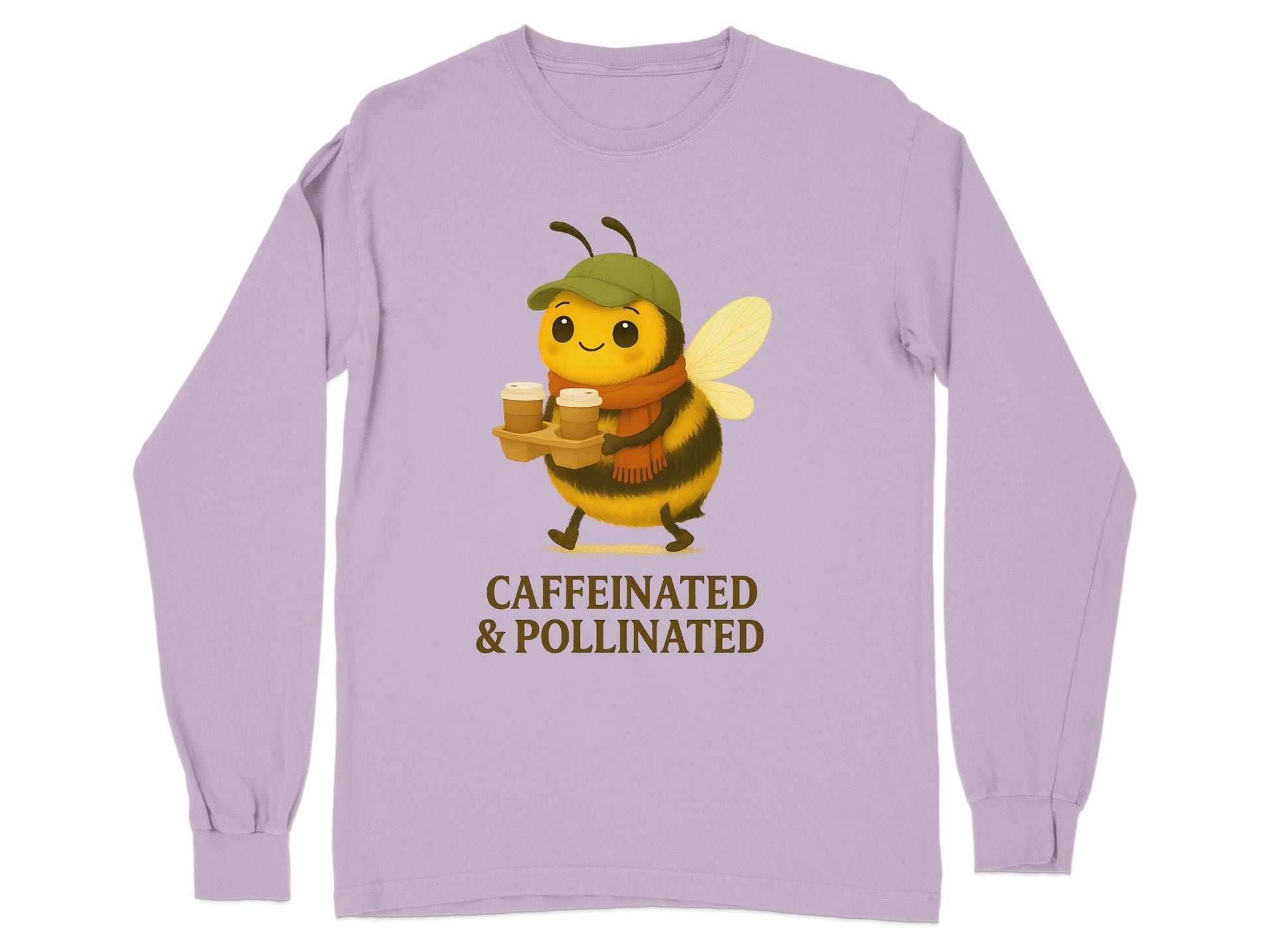 Caffeinated Bee Long Sleeve Shirt Fun Graphic product type