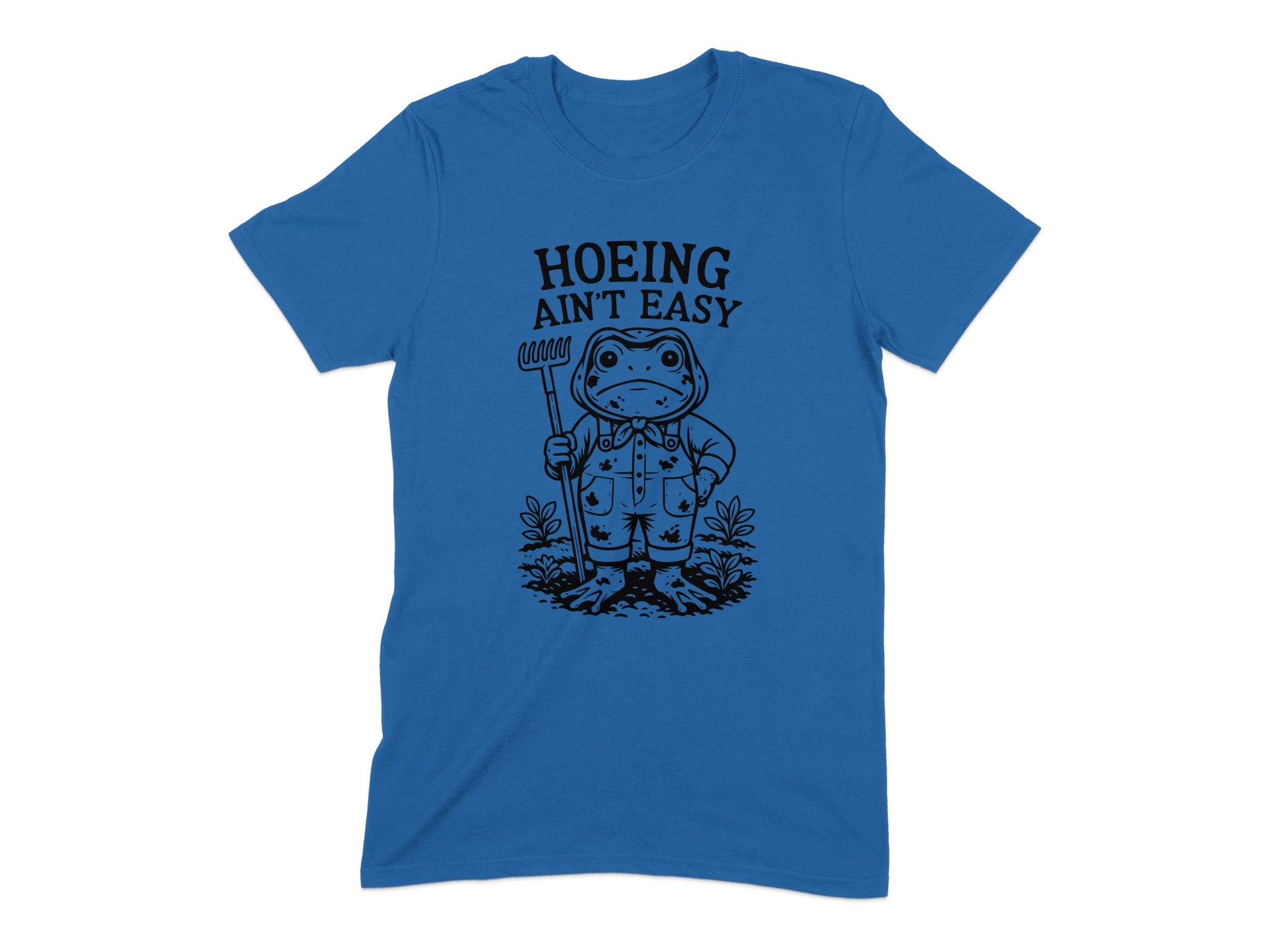 Hoeing Ain't Easy Frog Gardening Graphic T-Shirt Product