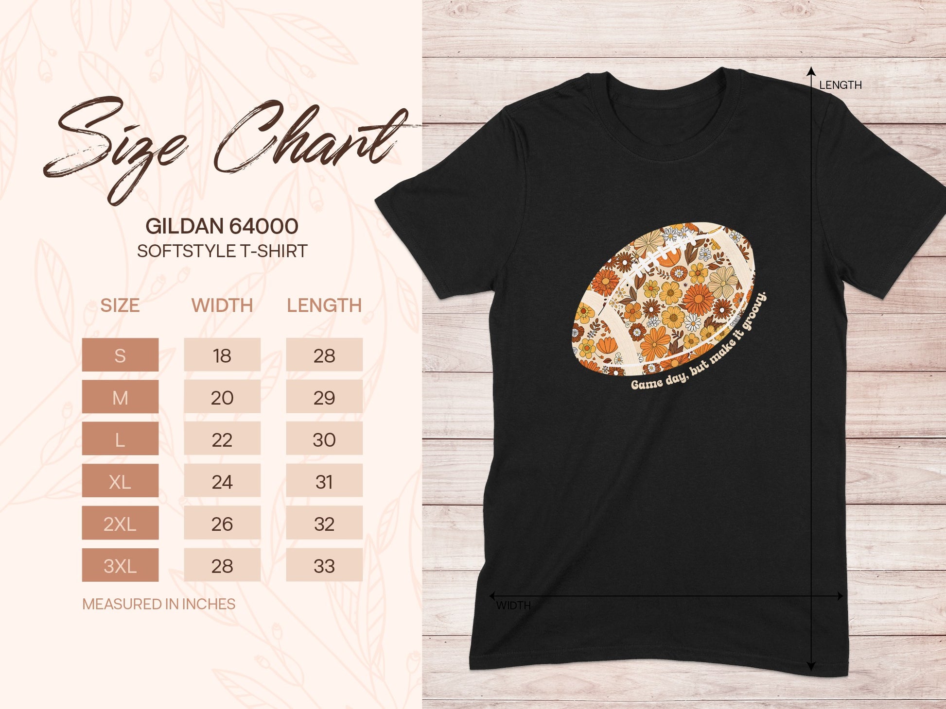 Retro Floral Patterned Football Themed T-Shirt product type
