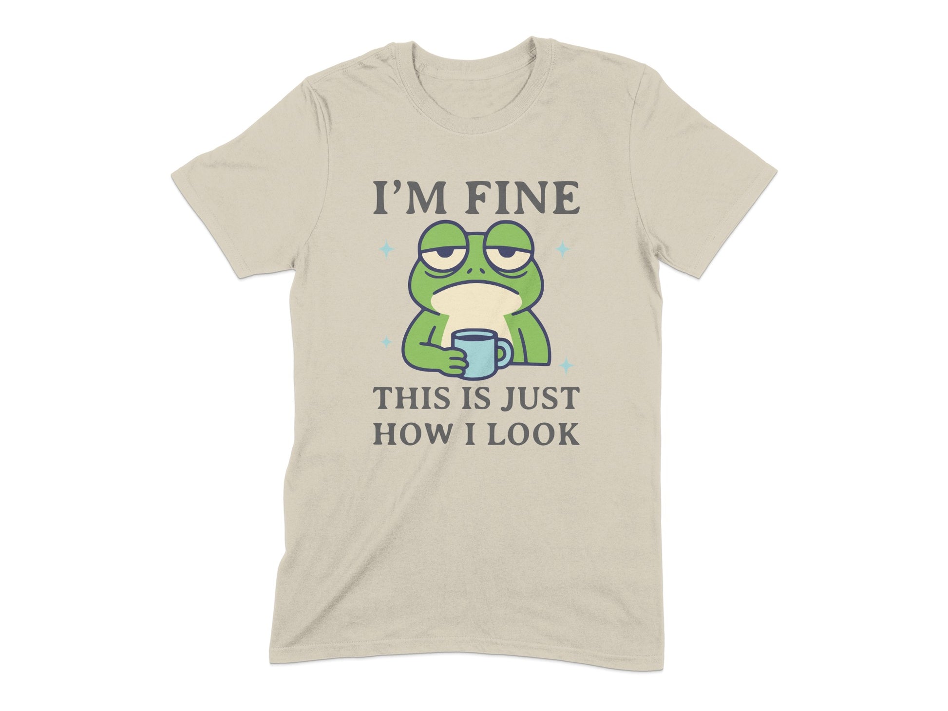I'm Fine Frog Drinking Coffee Graphic T-Shirt product