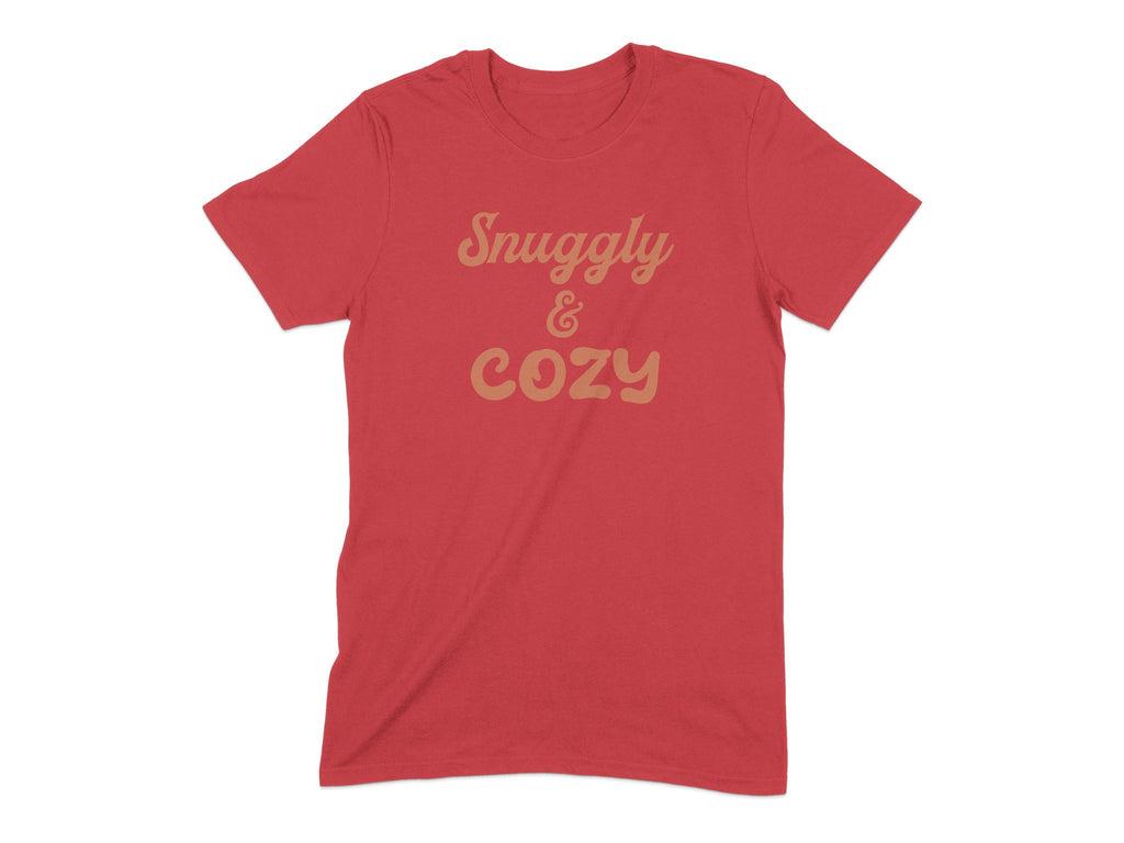 Snuggly and Cozy Text Red Color Tee product
