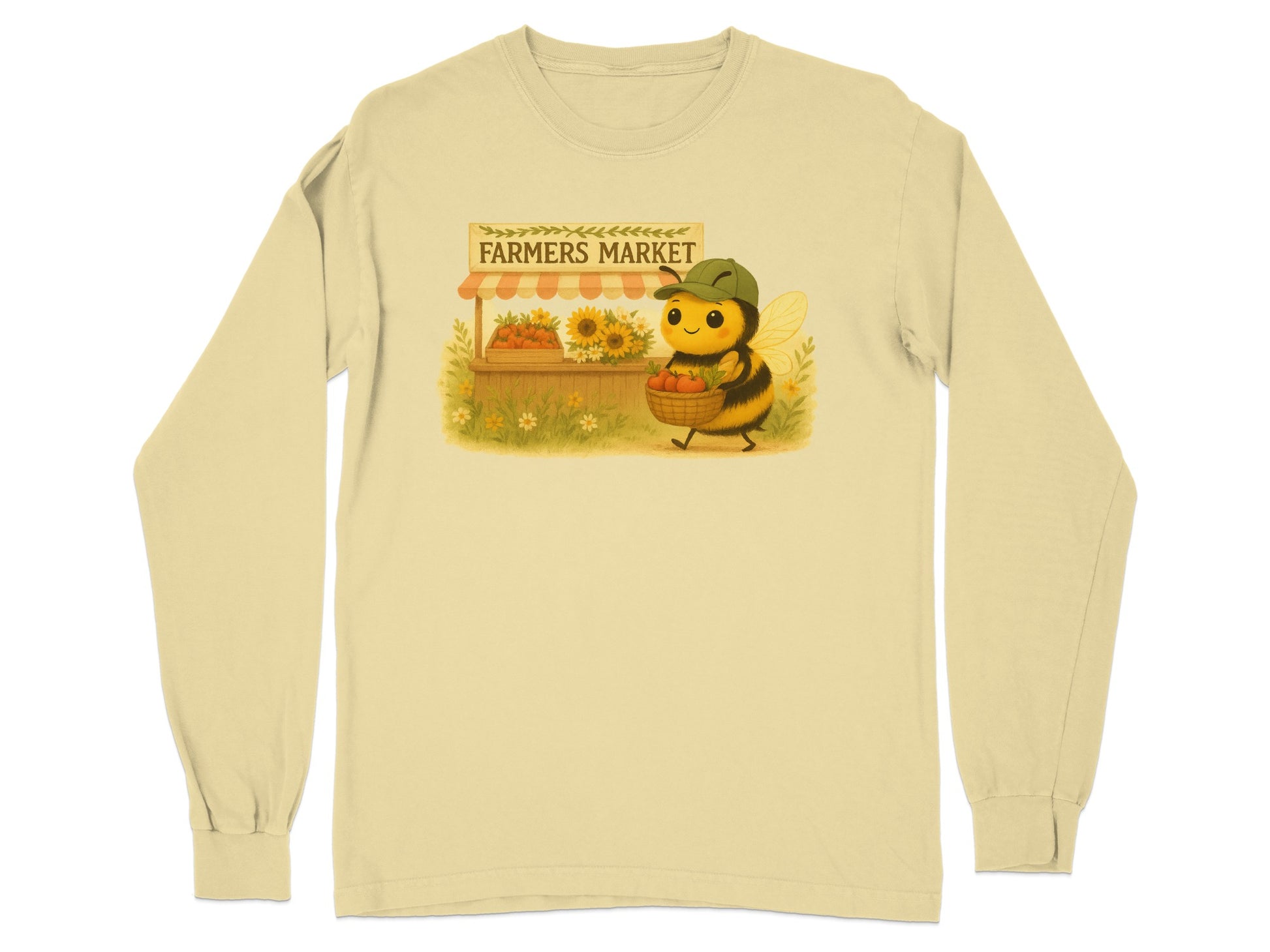 Farmers Market Bee Graphic Long Sleeve Shirt product type
