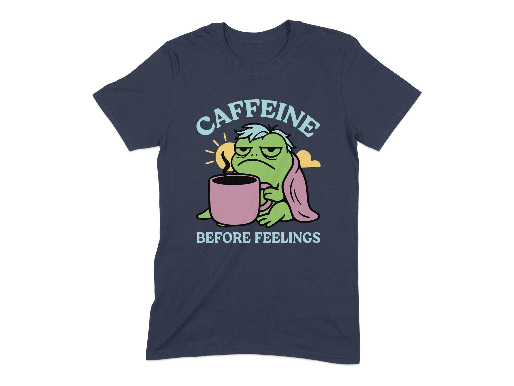 Caffeine Before Feelings Frog T-Shirt product