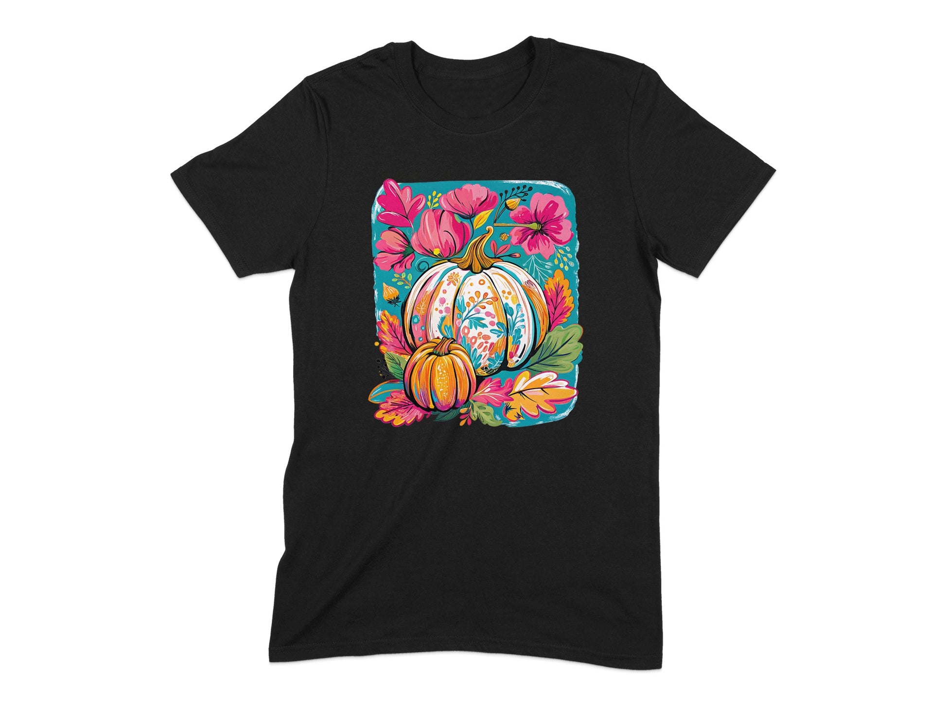 Vibrant Floral Pumpkin Graphic Tee Shirt product type