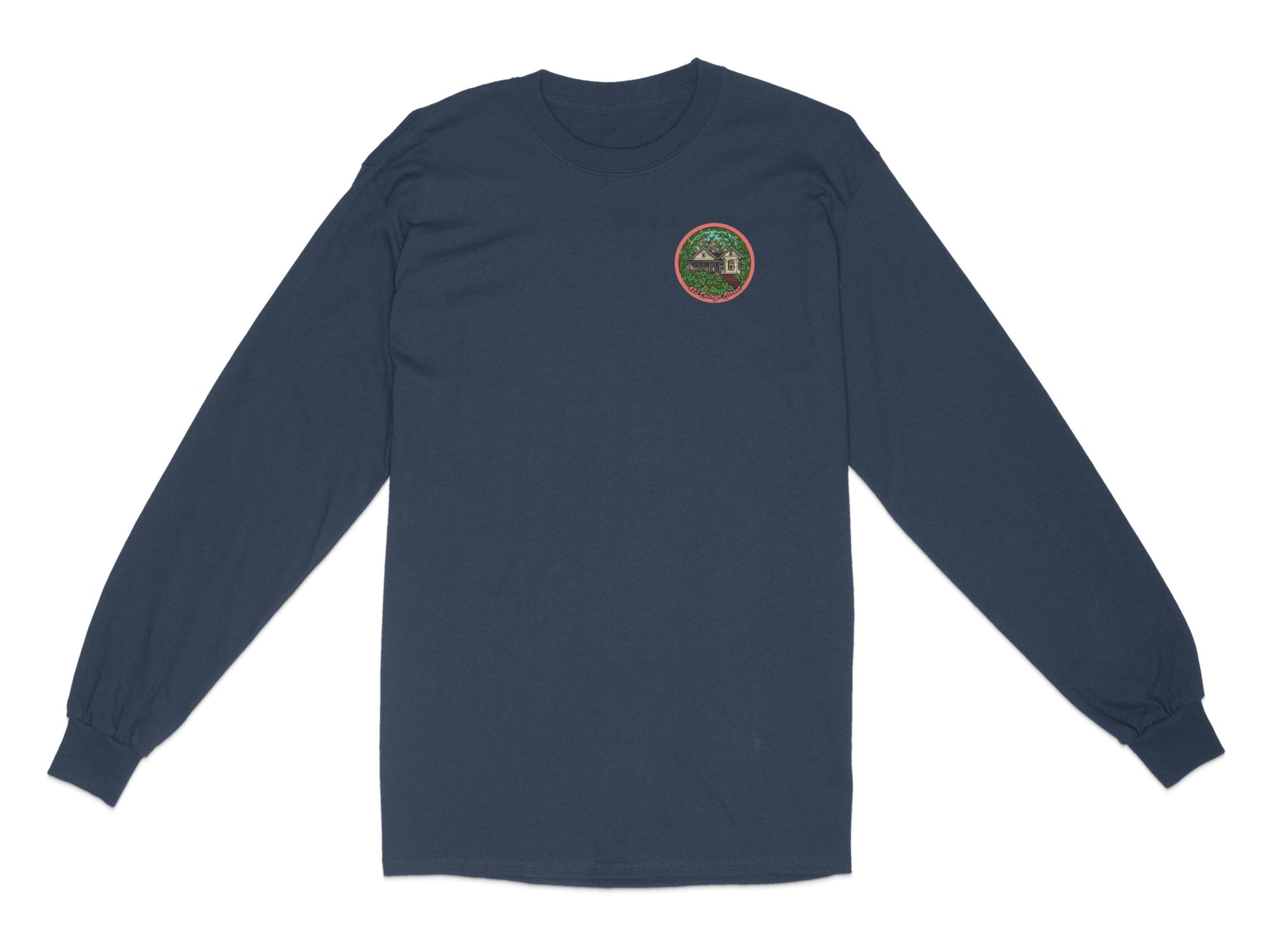 Long Sleeve Dark Blue Embroidered Graphic Tee product